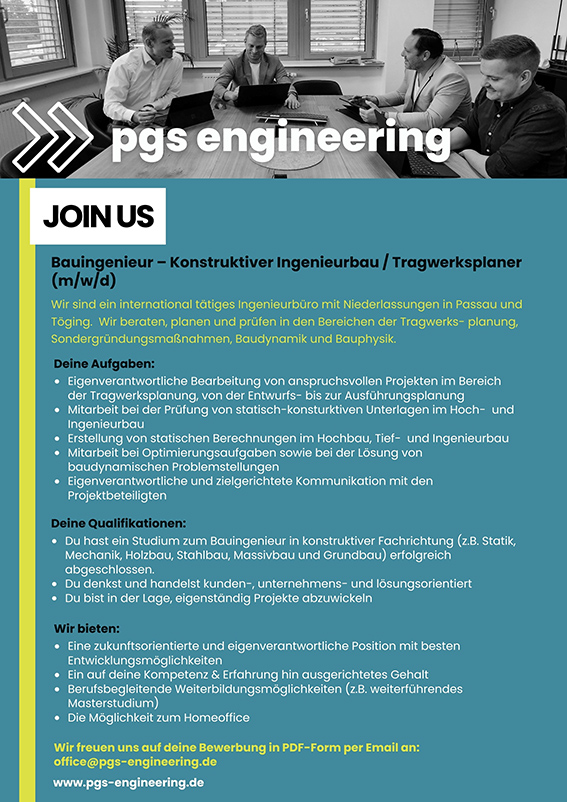 Bauingenieur ( m/w/d ) – Konstruktiver Ingenieurbau - Tragwerksplaner